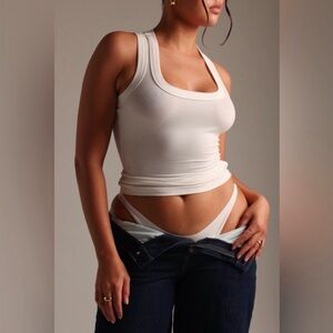 NWT T-shaped micro ribbed white tank (My Outfit Online)